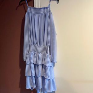 Adorable blue and white dress summer dress off the shoulder